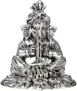 SMILES GIFT Silver Plated Cymbal Ganesh Idol With 6 Jyot | Box & Bag ...