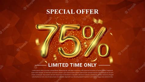 Premium Vector | 75 percent off selling voucher with 3d golden number ...