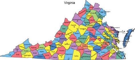 Virginia Map with Counties