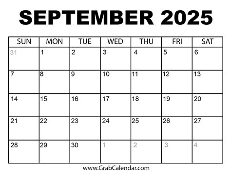 September Calender 2025 | Calendar Printable