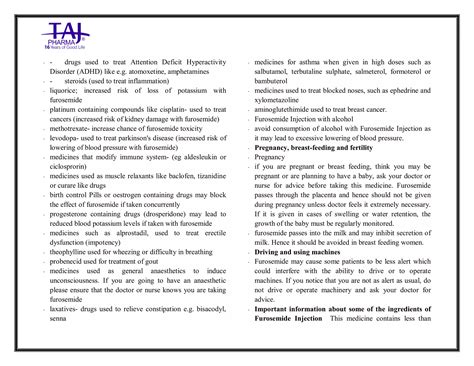 Furosemide Injection USP Taj Pharma PIL | PDF