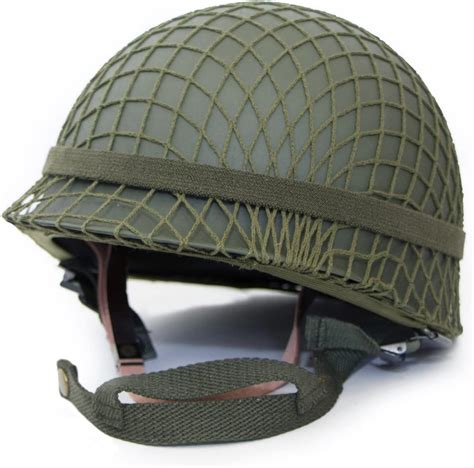 US WW2 M1 Helmet Steel Shell with Net Cover Chin Strap WWII, Helmets ...