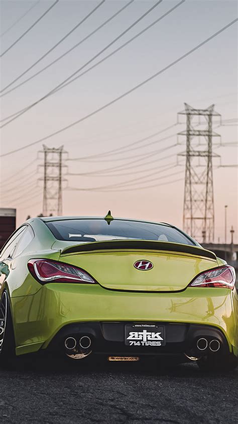 Download wallpaper 938x1668 hyundai, genesis, stance, tuning, rear view ...