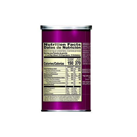 Pringles Nutrition Facts Label