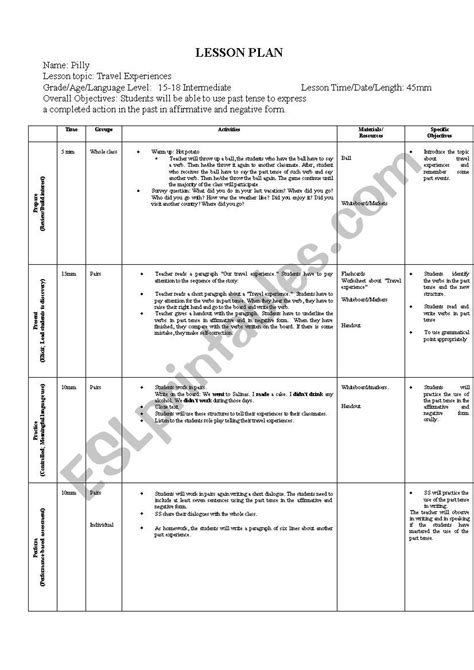 Teaching Simple Past Tense Lesson Plan 的图像结果