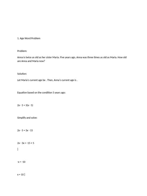 Solving Word Problem Involving Ages 的图像结果