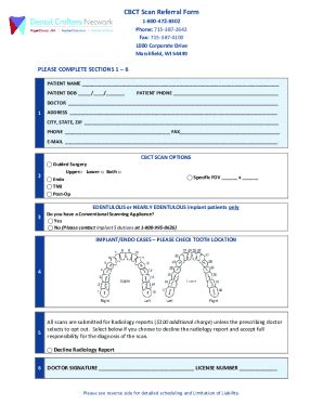 Dental Crafters Network CBCT Scan Referral Form 2019-2026 - Fill and ...