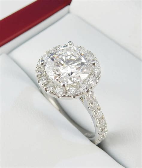 2ct Diamond Halo Engagement Ring Style #4254 - DiamondNet
