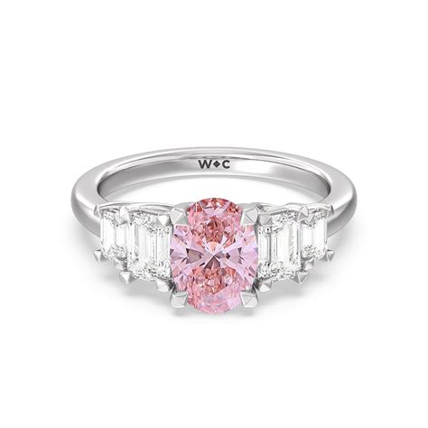 Fancy Pink Trellis 3 1/4 CTTW Oval Cut Lab Grown Diamond Side Stone ...