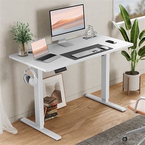 REIBII 40 Inch Ergonomic Height Adjustable Game Computer Desk with T ...