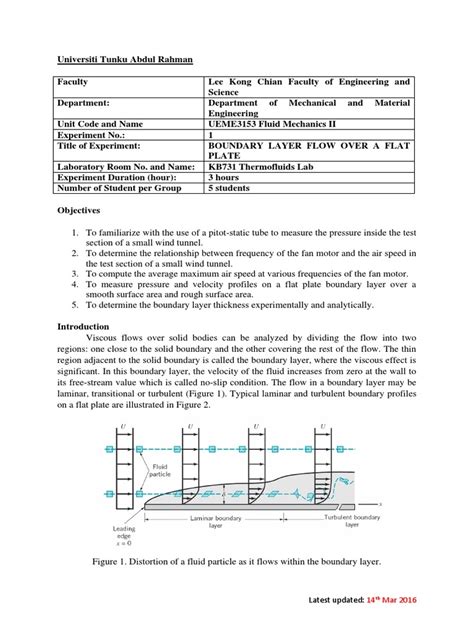 Boundary Layer Flow Over A Flat Plate PDF | PDF | Boundary Layer | Laminar Flow