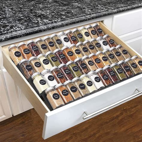 SZJHXIN Spice Drawer Organizer, 4 Tier 2 Set Expandable From 13" to 26 ...