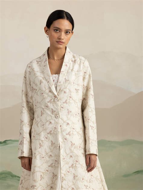 Ikigai Wool Coat: Shop Elegant Embroidered Chintz