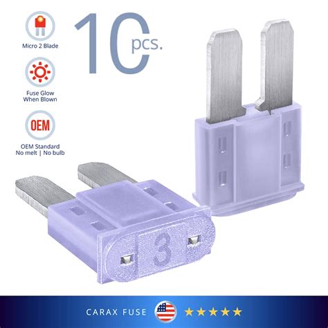 Buy CARAX Glow Fuse – Premium Fuse Micro 2 Blade APT/ATR – 3A Kit 10 ...