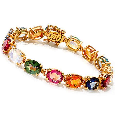 Multi Stone Bracelet in 18k Solid Gold for Women - Etsy India