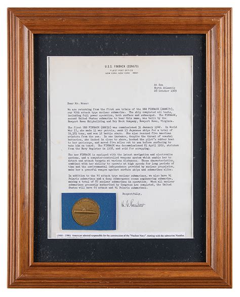 Hyman G. Rickover Typed Letter Signed | RR Auction