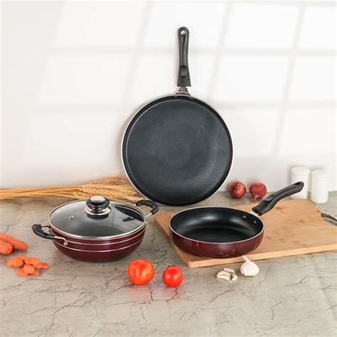 Sumeet Elegantia Induction Base Non Stick Aluminium Cookware Set of 4P ...