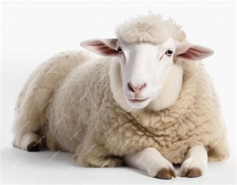 Premium PSD | The white sheep lies isolated on a transparent background
