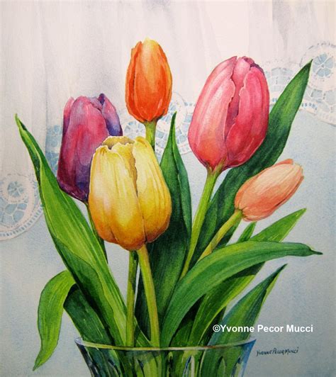 Spring Tulips Watercolor | Tulip Painting