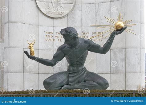 Spirit Of Detroit Statue In Downtown Detroit Editorial Image ...