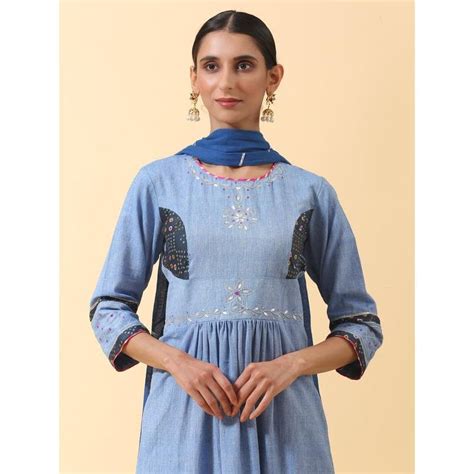 Women Gota Dress - Sky Blue – Charkha Tales
