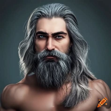 Intense looking man with black beard, long hair, and facial scar on Craiyon