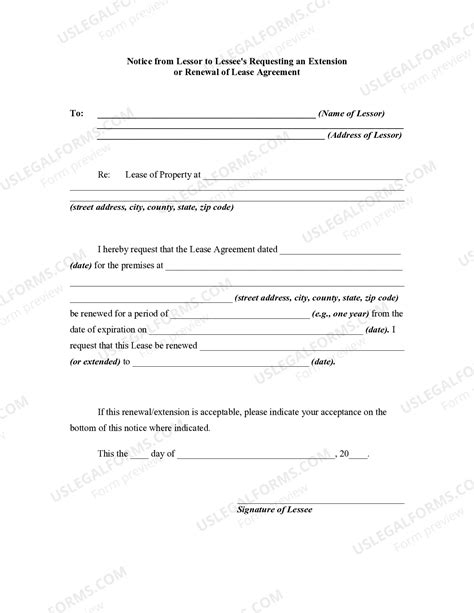 Wichita Kansas Notice from Lessor to Lessee's Requesting an Extension ...