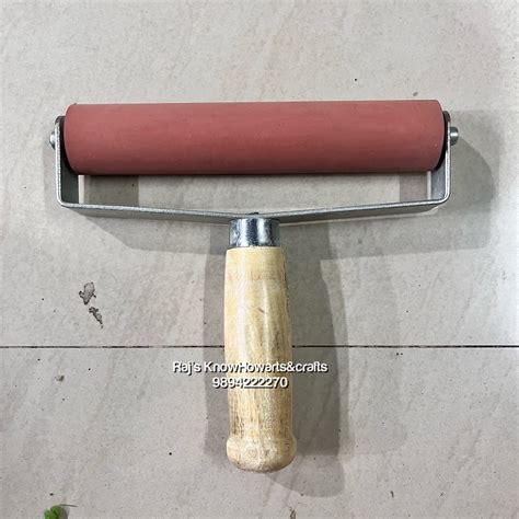 wooden handle rubber roller - 7 inch – KnowHowArtCraft