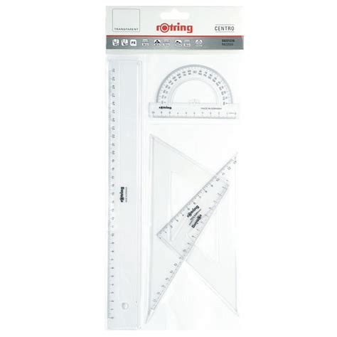 Buy Rotring Centro Geometry Rule/Protractor/Set Square x2 (Set of 4 ...