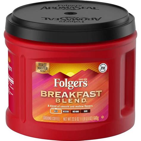 Folgers Breakfast Blend Coffee, 22.6 oz Ground, Mild Roast, Smooth and ...