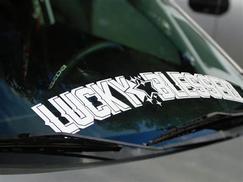 Lucky & Blessed V2 Windshield Rear Window Decal Car Sticker Banner JDM Vinyl Graphics Stance ...