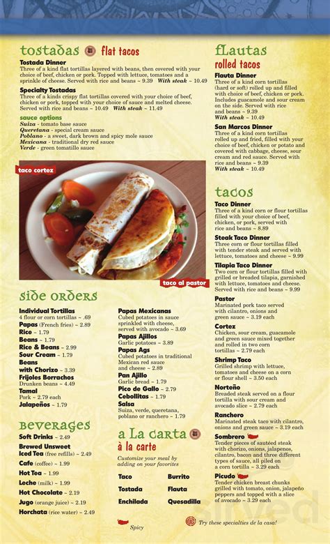 El Cortez Mexican Restaurant C.C Hills menus in Country Club Hills ...