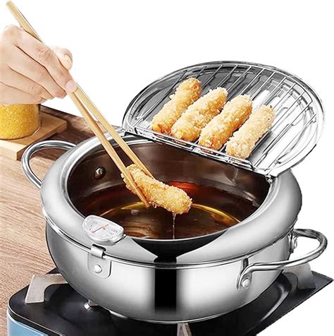 Tempura Pot, Japanese Deep Fryer, Deep Fryer pot with Oil Draining Rack ...