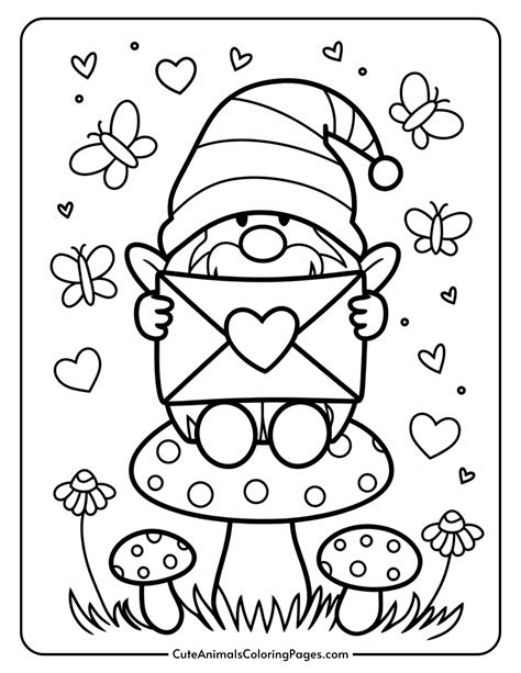 Valentine Gnome Coloring Pages (6 Free Printable PDF Pages) - Cute ...