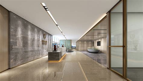 杭州企业办公楼前厅装修设计案例 - 博妍装饰