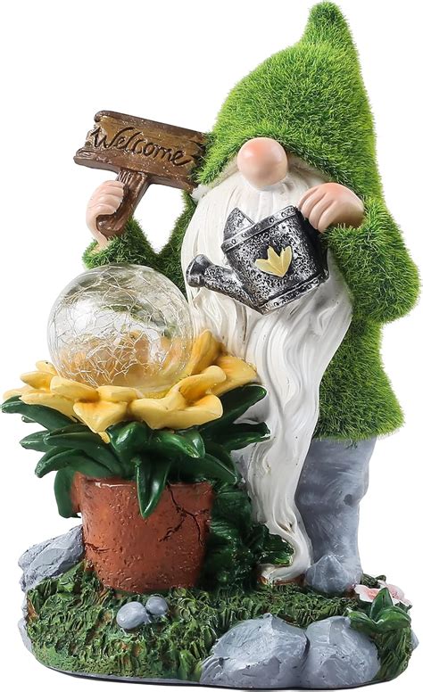 Buy Solar Garden Gnome Statue - Large Outdoor Gnome Figurine ...