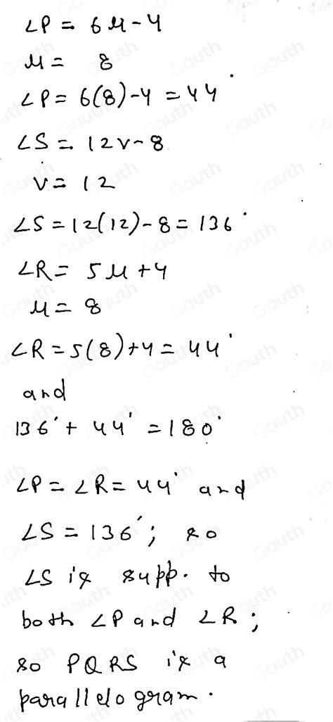 Solved: Which of the following shows that PQRS is a parallelogram for u ...