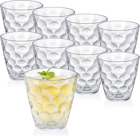 Hiceeden Set of 9 Plastic Tumblers Drinking Glasses, 280ML/ 10 OZ ...