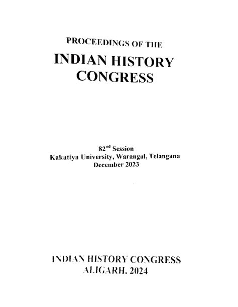 Proceedings of the Indian History Congress 82nd Session 2023 - Studocu
