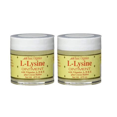 Basic Organics L-Lysine Lip Ointment with Vitamins A,D & E, 0.875 oz ...