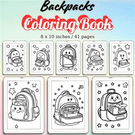 Backpacks Coloring Pages / Sheets of Backpacks {Coloring Book} by ...