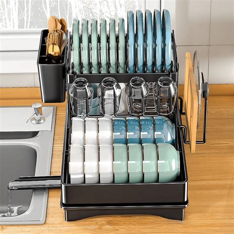 Kitchen Dish Organizer Rack - Space Saving Foldable Carbon Steel, Buy Now