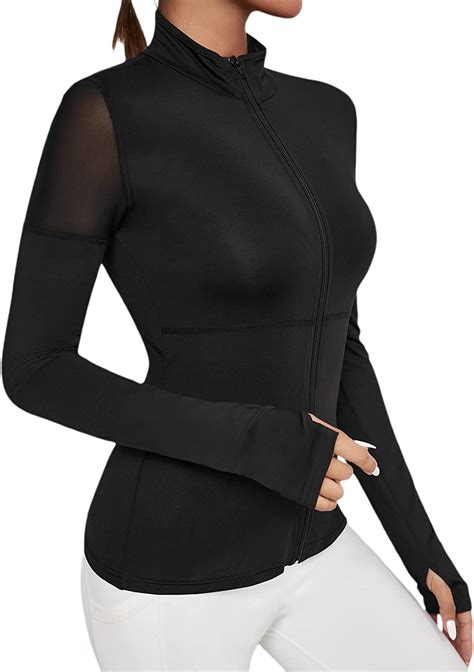 Women's Athletic Zip Up Mesh Long Sleeve Workout Jacket - WF Shopping