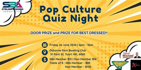 SBA Pop Culture Quiz Night, Osborne Park Bowling Club, Tuart Hill, 26 ...