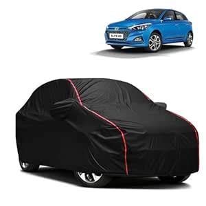 FAVY All Weather Proof Car Cover for Hyundai Elite i20 Black with Red ...