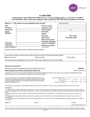 Pet Insurance Claim Form - Blank Fillable Template | Fill Out, Print ...
