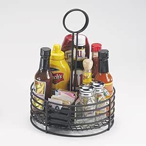 G.E.T. Enterprises Black Round Stainless Steel Condiment Caddy Iron ...