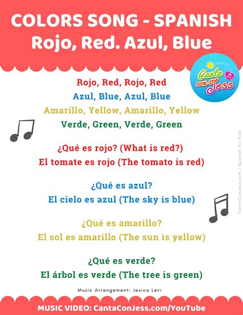 Colors in Spanish Song: Rojo, Red, Azul, Blue | Video and Lyrics ...