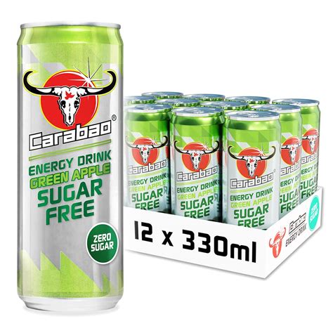 Buy Carabao Energy Drink Sugar Free Green Apple, Can Case, Zero Sugar, Low Calorie, Light Fizzy ...