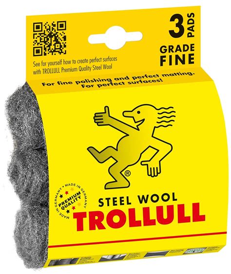 TROLLULL Steel Wool | Wire Wool Pads, 3 DIY Pads fine 00, gentle ...